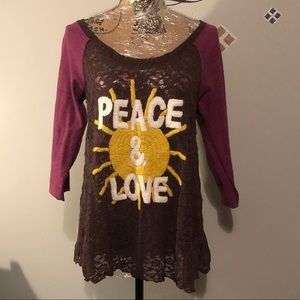 EUC FREE PEOPLE peace & love lace tunic.  size S